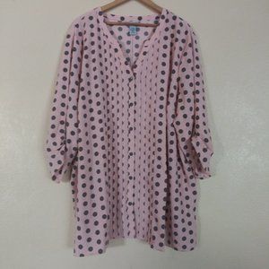Catherines Pink Polka Dot Tunic Blouse Women's 3x